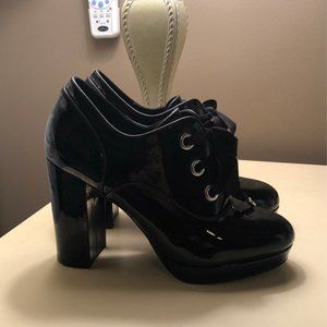 Black Patent Leather Oxford Booties